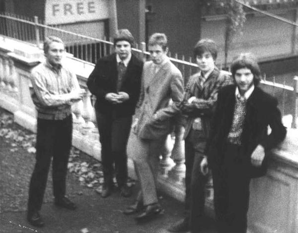 (Left to Right) Me, Mo Bacon, Morgan Fisher, Mick Jackson, Georgie Michaels. Outside Florida Rooms, 1966.