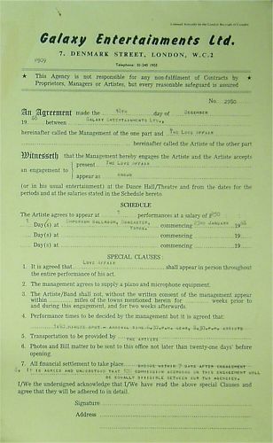 Original 60`s Concert Contracts